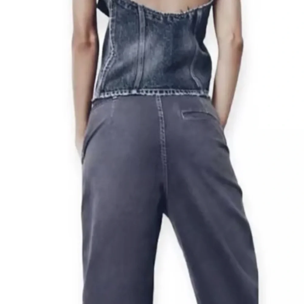 👖Zara Chino Gray Wide Leg Fit Pants - Comfortable and Cozy - Size 4 - Picture 4 of 12